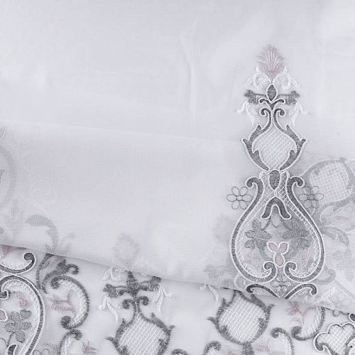 Тюль сетка с вышивкой 529-01-212 молочный