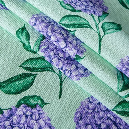 Полотно вафельное 007-13884 мятно-салатовый принтованный