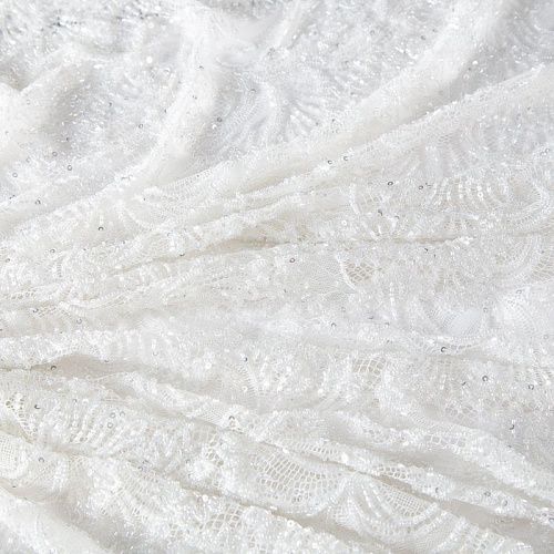 Шантильи с вышивкой и бисером 031-19787 теплый белый