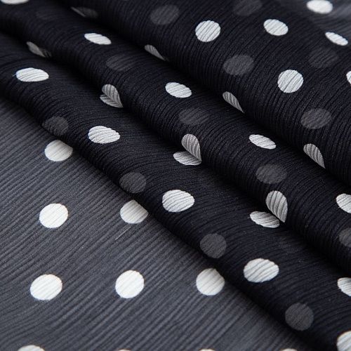 Шифон-жатка шелковый 068-20365 черный принтованный