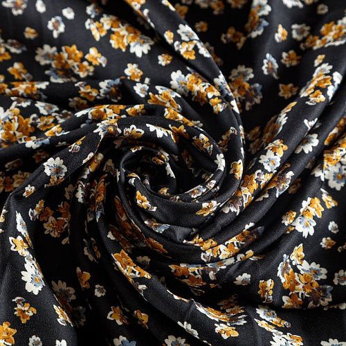 Твил-штапель 069-04621 черный принтованный