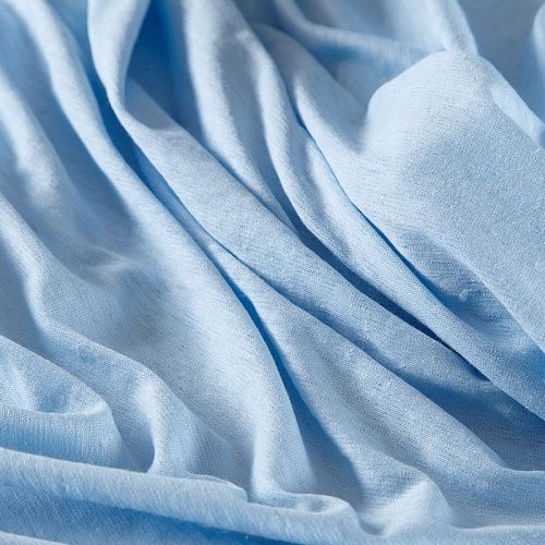 Трикотаж льняной 056-16601 голубой однотонный