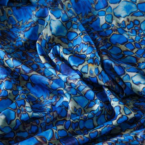 Шелк синтетический 065-13595 сине-голубой принтованный