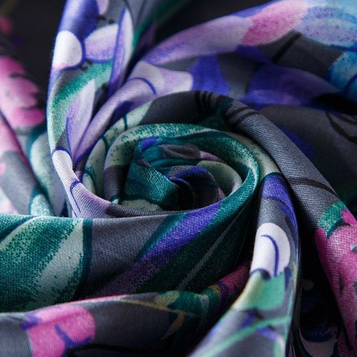 Сатин ш.220 см 007-13906 темно-серый принтованный