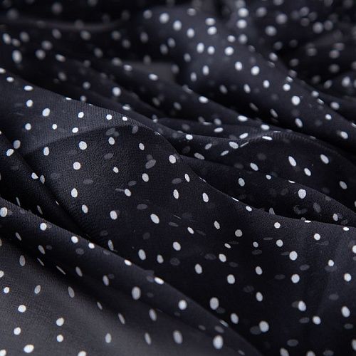 Шифон шелковый 068-19908 черный принтованный