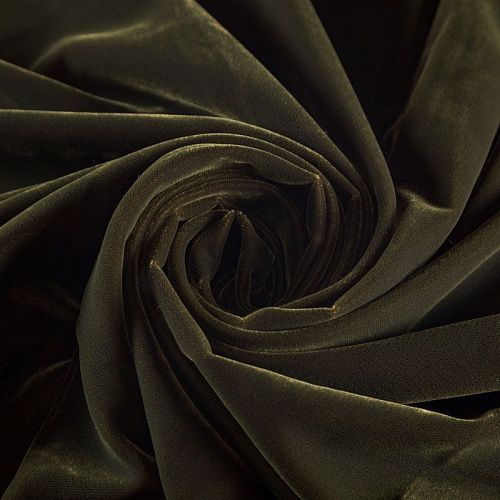 Бархат К32-038 темный хаки однотонный