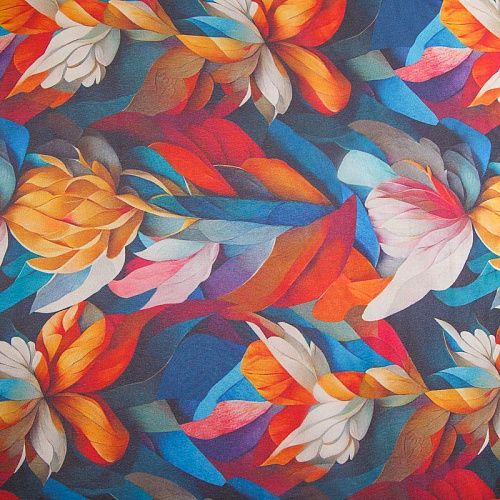 Шифон 068-17451 синий принтованный