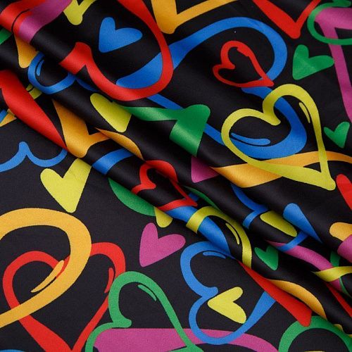 Шелк синтетический 065-13928 черный принтованный