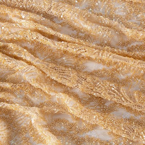 Шантильи с вышивкой и бисером 031-19785 золотистый