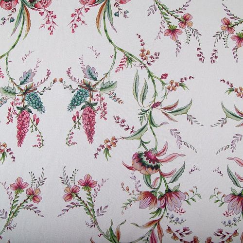 Креп-шифон шелковый 027-19851 молочный принтованный