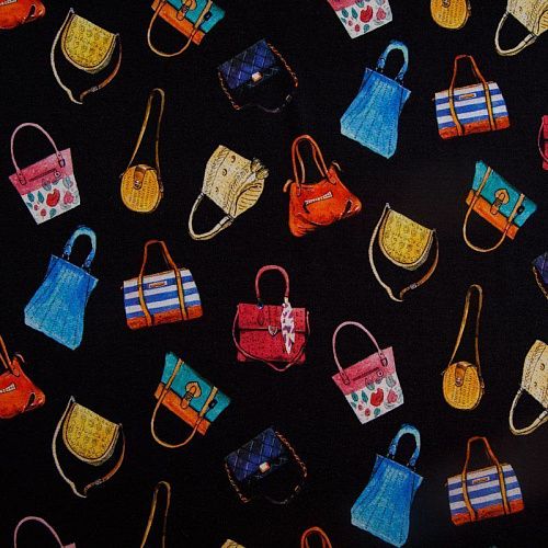 Трикотаж 056-14804 черный принтованный