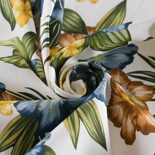 Коттон стрейч 063-12218 молочный принтованный