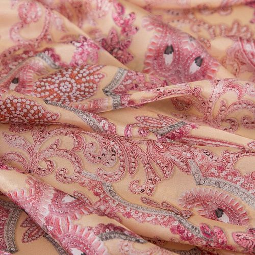 Шелк натуральный Etro 064-19247 персиковый принтованный