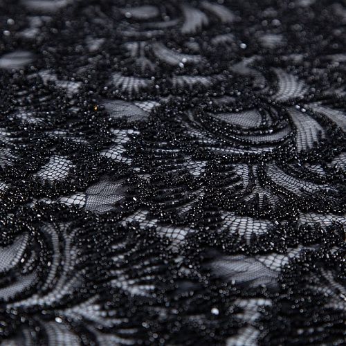 Шантильи с вышивкой и бисером 031-19788 черный