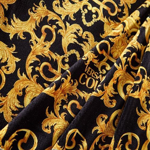 Бархат стрейч 002-12474 черный принтованный