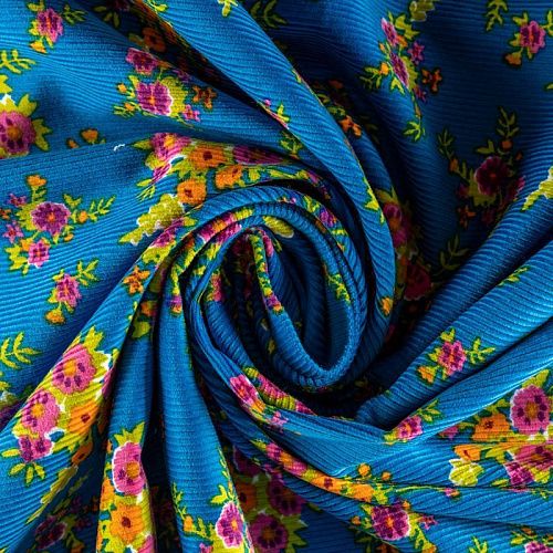 Вельвет К36-057 ярко-синий принтованный