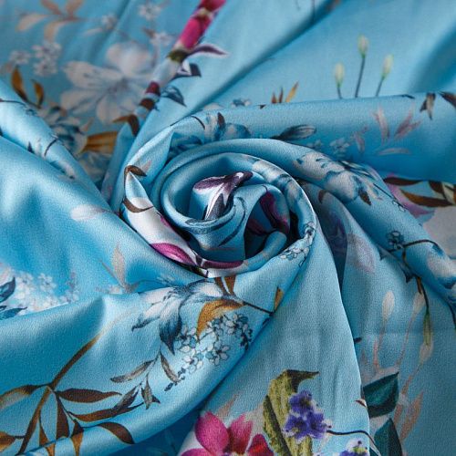 Шелк синтетический 065-13594 голубой принтованный