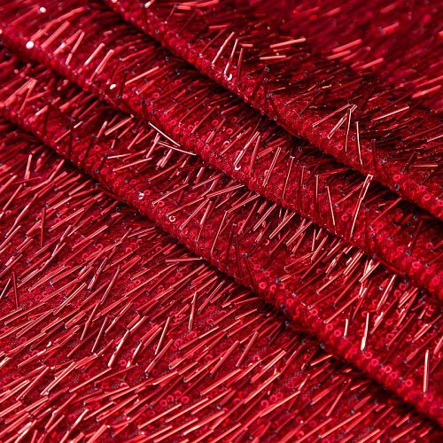 Сетка с пайетками и стеклярусом 050-19860 красный