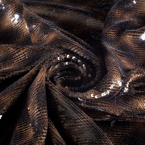 Ткань с пайетками 055-04190 черно-коричневый