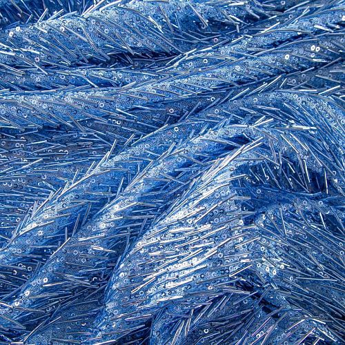 Сетка с пайетками и стеклярусом 050-19863 голубой