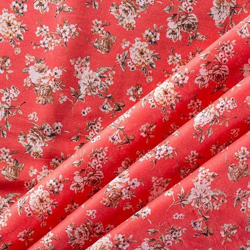 Батист 003-00888 коралловый принтованный