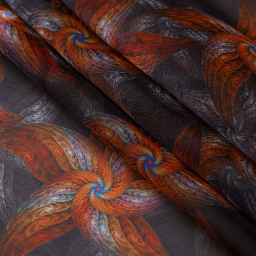 Шифон 068-17404 черный принтованный