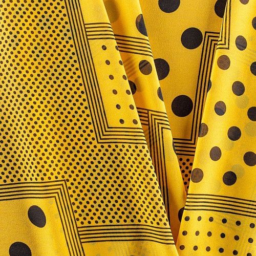 Креп-шифон 027-01415 желтый принтованный