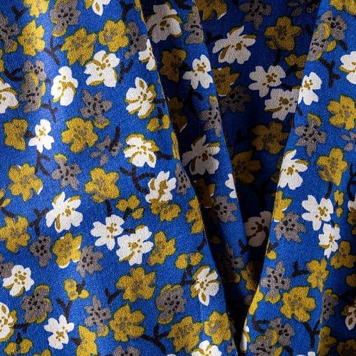 Креп К36-104 васильковый принтованный