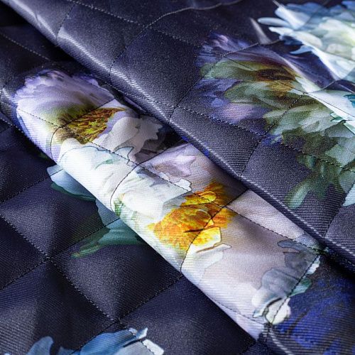 Ткань курточная 033-01989 темно-синий принтованный