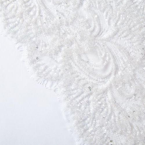 Шантильи с вышивкой и бисером 031-19787 теплый белый