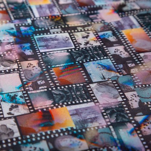 Шифон шелковый 068-20077 черный мультиколор