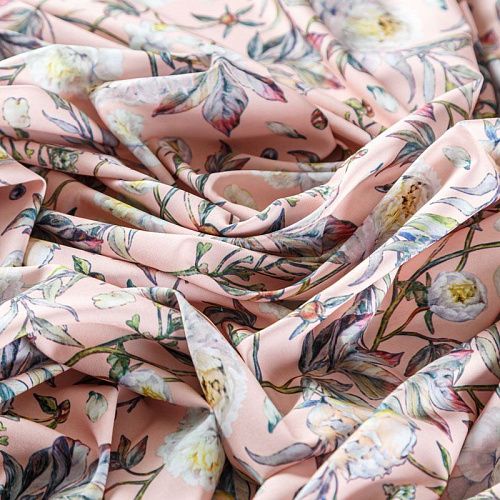 Вискоза "Лоренцо" 036-08218 разбеленный розовый принтованный