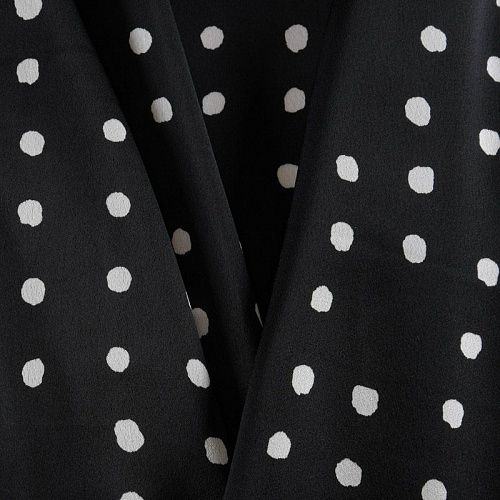 Креп-атлас 001-11926 черный принтованный