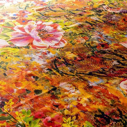 Шелк натуральный К23-177 оранжевый принтованный