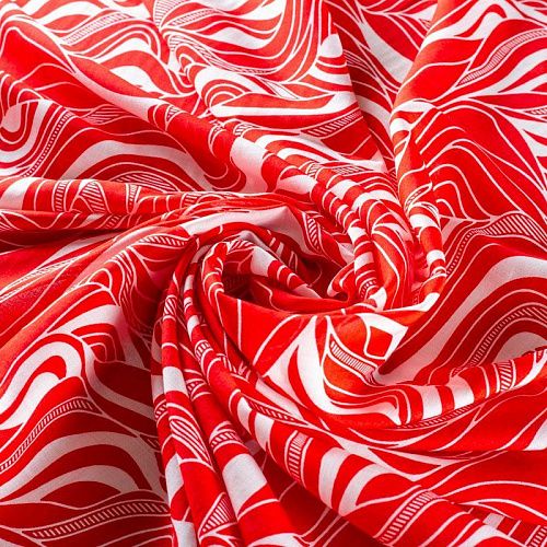 Штапель 069-01518 красный принтованный