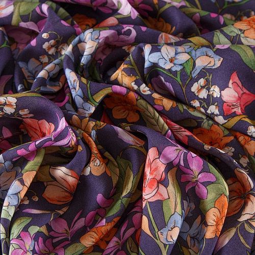 Вискоза 009-12181 фиолетово-синий принтованный