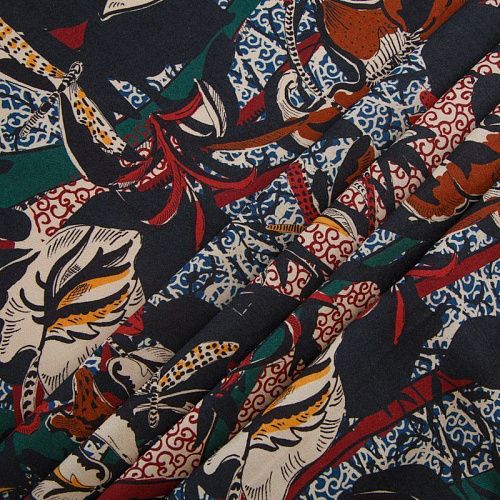 Штапель 069-16214 черный принтованный