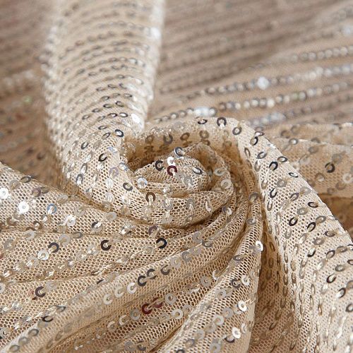 Пайетки на сетке 055-17906 телесный