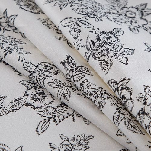 Коттон стрейч 063-17024 белый принтованный