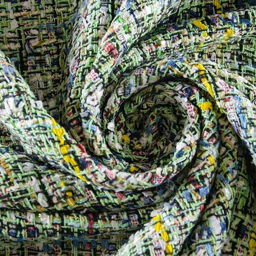 Твид шанель 052-11688 зеленый мультиколор