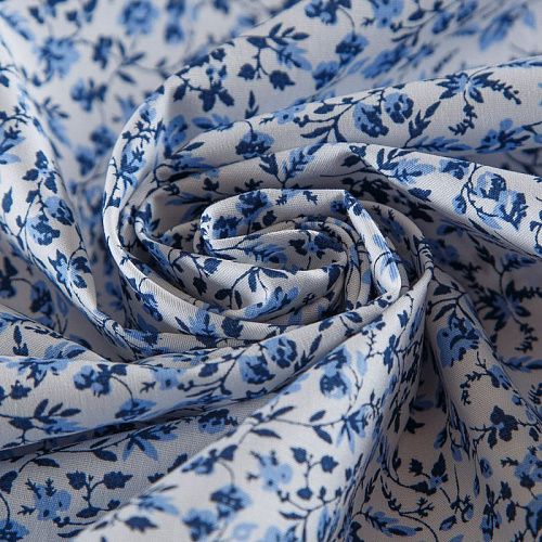 Поплин стрейч 063-17779 белый принтованный