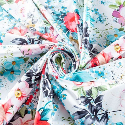 Лайкра 005-01245 белый принтованный