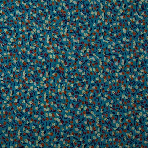 Штапель 069-13566 темно-бирюзовый принтованный