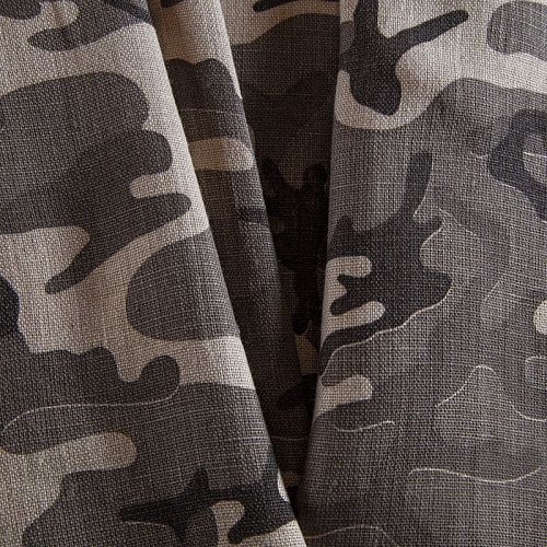 Лен натуральный 035-14432 серо-бежевый принтованный