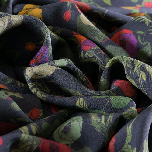 Шелк-вискоза 064-12174 пыльно-синий принтованный