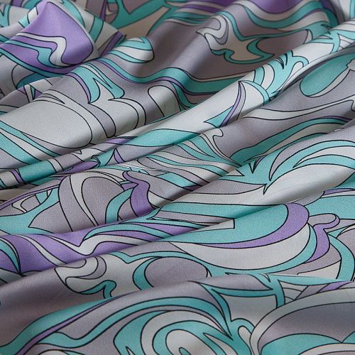 Шелк натуральный Emilio Pucci 064-19151 мятно-лавандовый принтованный