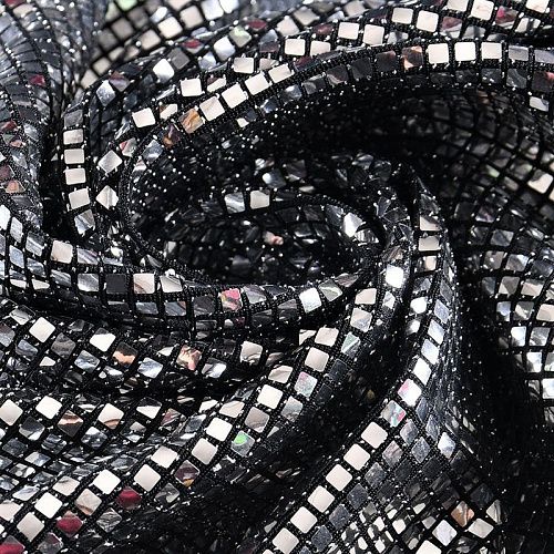 Трикотаж с пайетками 056-11076 черный/серебро