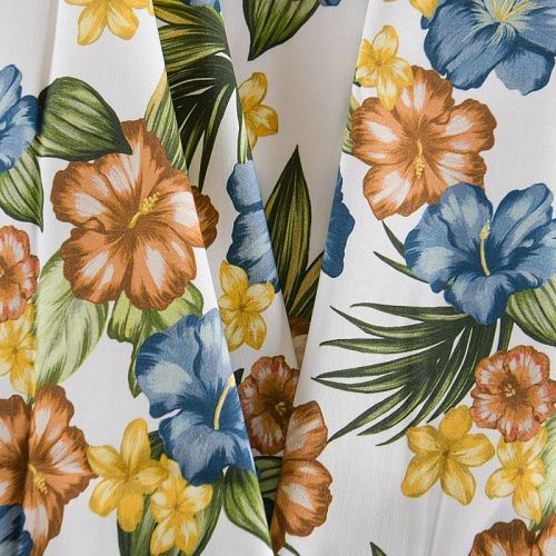 Коттон стрейч 063-12218 молочный принтованный