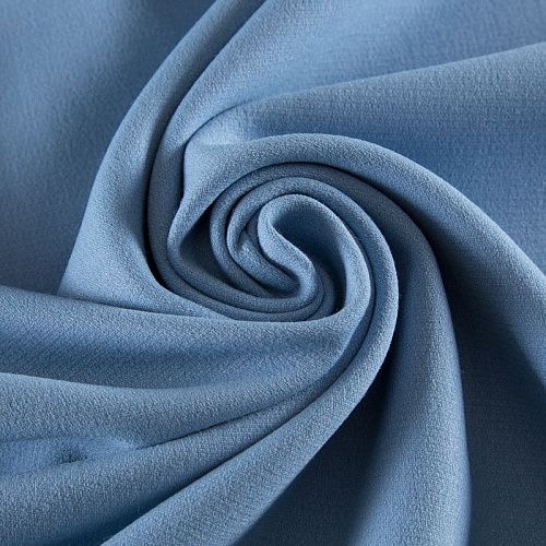 Креп двойной 026-19226 голубой однотонный