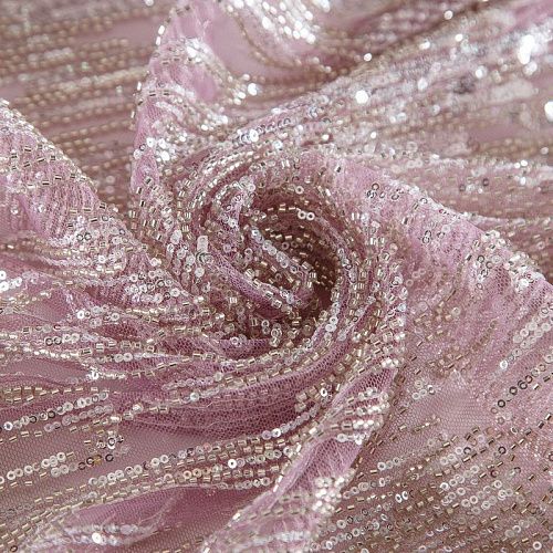 Сетка с бисером и пайетками 050-17745 розовый